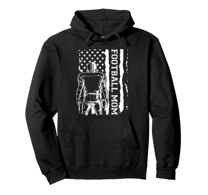 Football Mom Us Flag Hoodie - Minimalist Print Unisex - T-Shirt, Sweatshirt, Hoodie