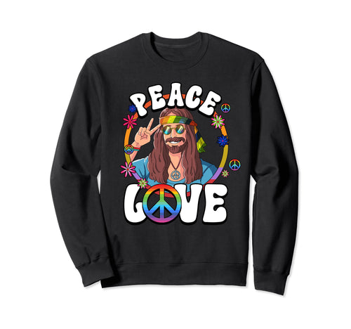 60S 70S Costume Peace Love Hippie Sweatshirt - Graphic Print Unisex - T-Shirt, Sweatshirt, Hoodie