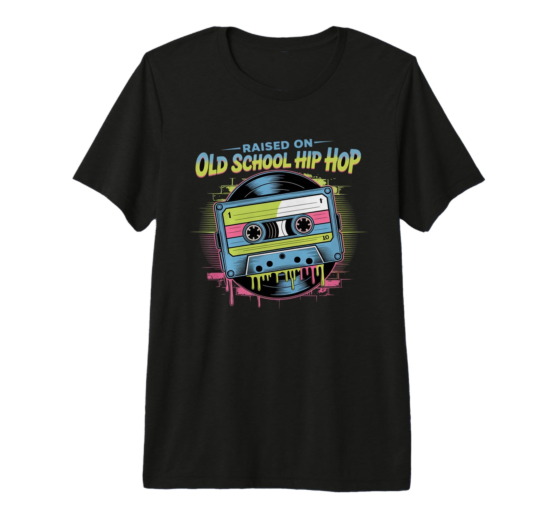 Raised Old School Hip Hop Cassette Vinyl T-Shirt - Trendy Graphic Unisex - T-Shirt, Sweatshirt, Hoodie