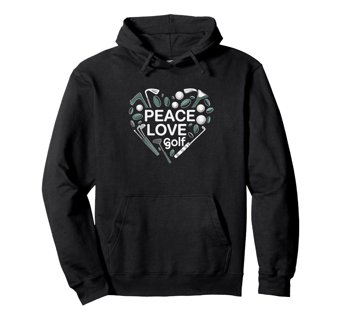 Heart Peace Love Golf Sport Player Hoodie - Custom Art Print Unisex - T-Shirt, Sweatshirt, Hoodie