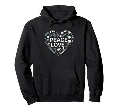 Heart Peace Love Golf Sport Player Hoodie - Custom Art Print Unisex - T-Shirt, Sweatshirt, Hoodie