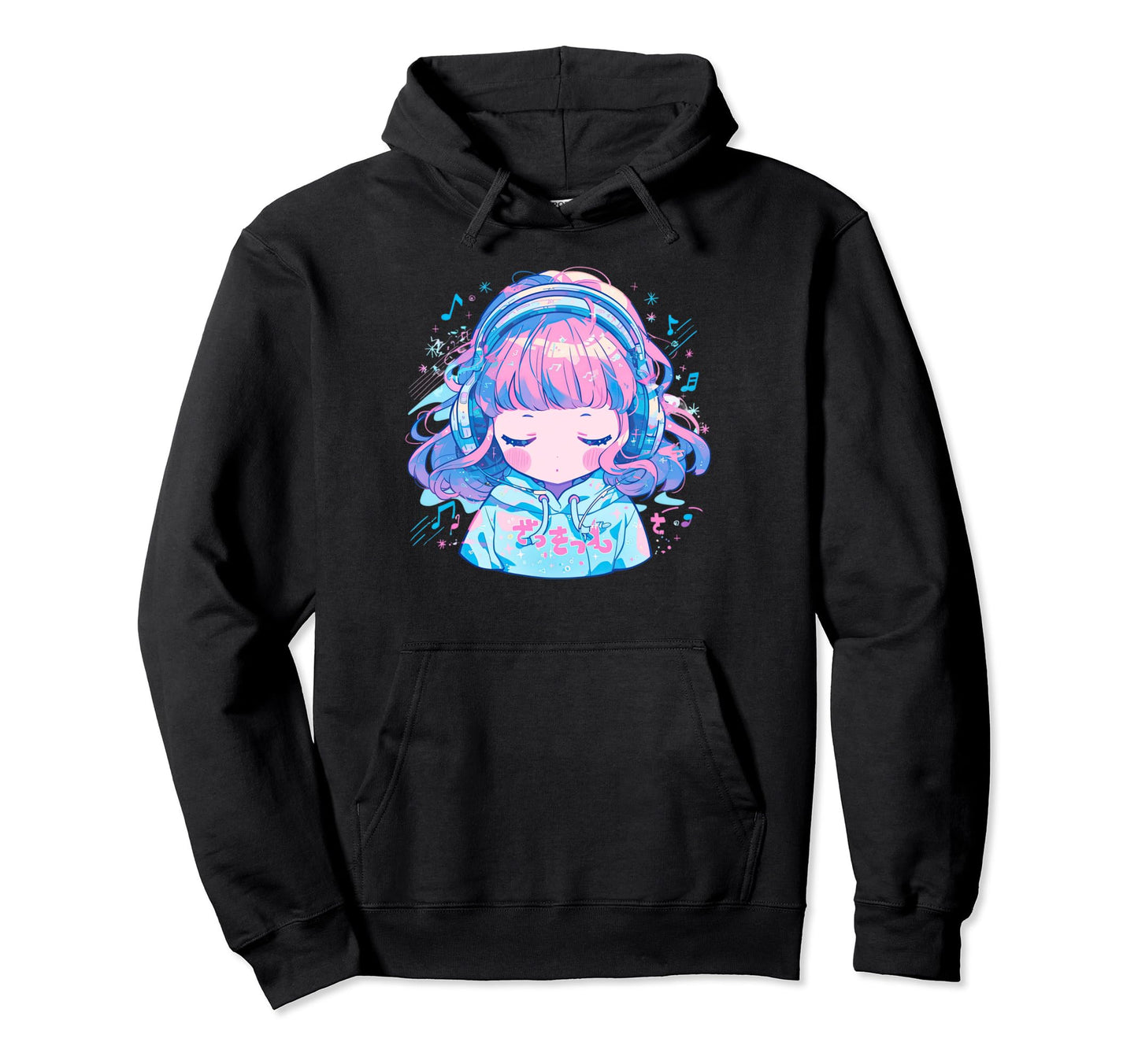 Chibi Listening To Music Lover Kawaii Hoodie - Trendy Graphic Men Women - T-Shirt, Sweatshirt, Hoodie