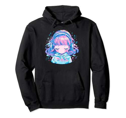 Chibi Listening To Music Lover Kawaii Hoodie - Trendy Graphic Men Women - T-Shirt, Sweatshirt, Hoodie