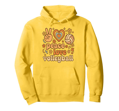 Volleyball Player Peace Love Hoodie - Graphic Print Unisex - T-Shirt, Sweatshirt, Hoodie