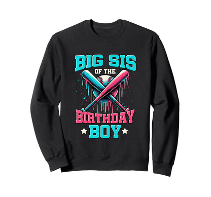 Big Sis Birthday Baseball Ice Cream Sweatshirt - Trendy Graphic for Adults - T-Shirt, Sweatshirt, Hoodie