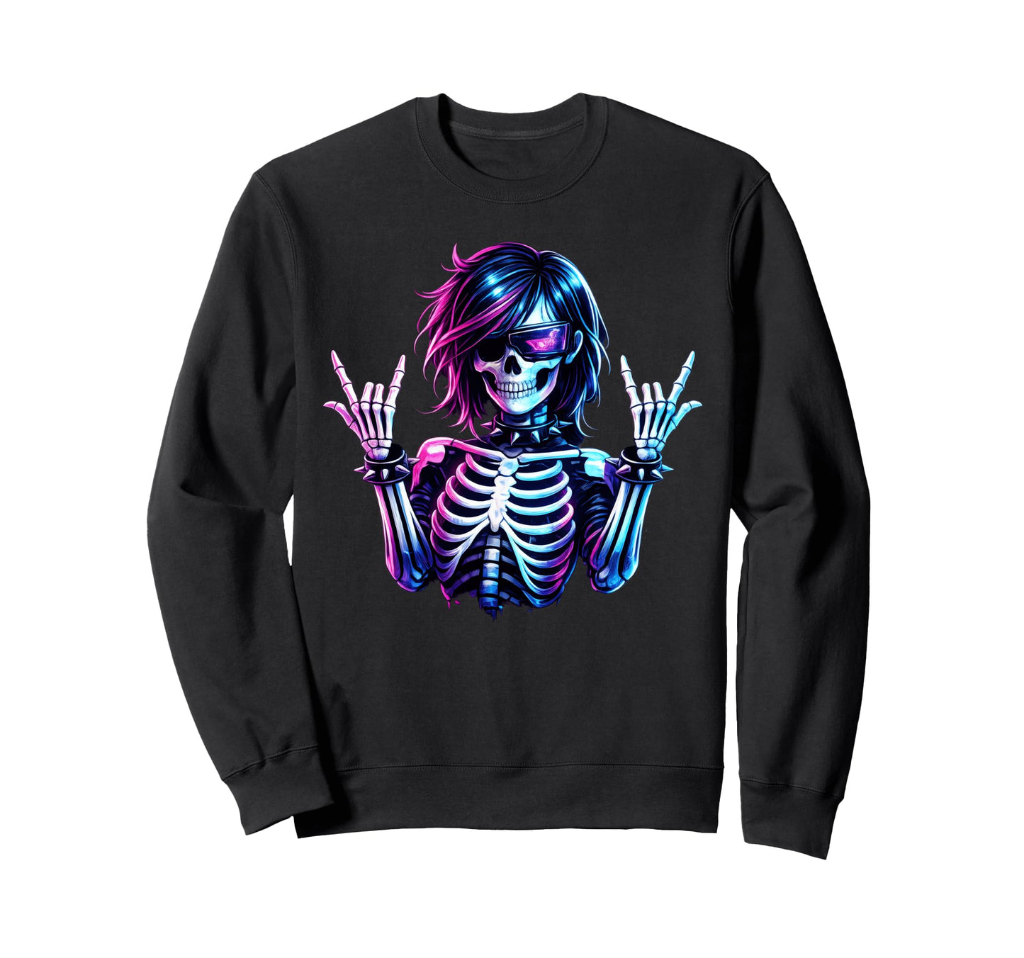 Cyberpunk Skeleton Rock Hand Goth Sweatshirt - Trendy Graphic Men Women - T-Shirt, Sweatshirt, Hoodie