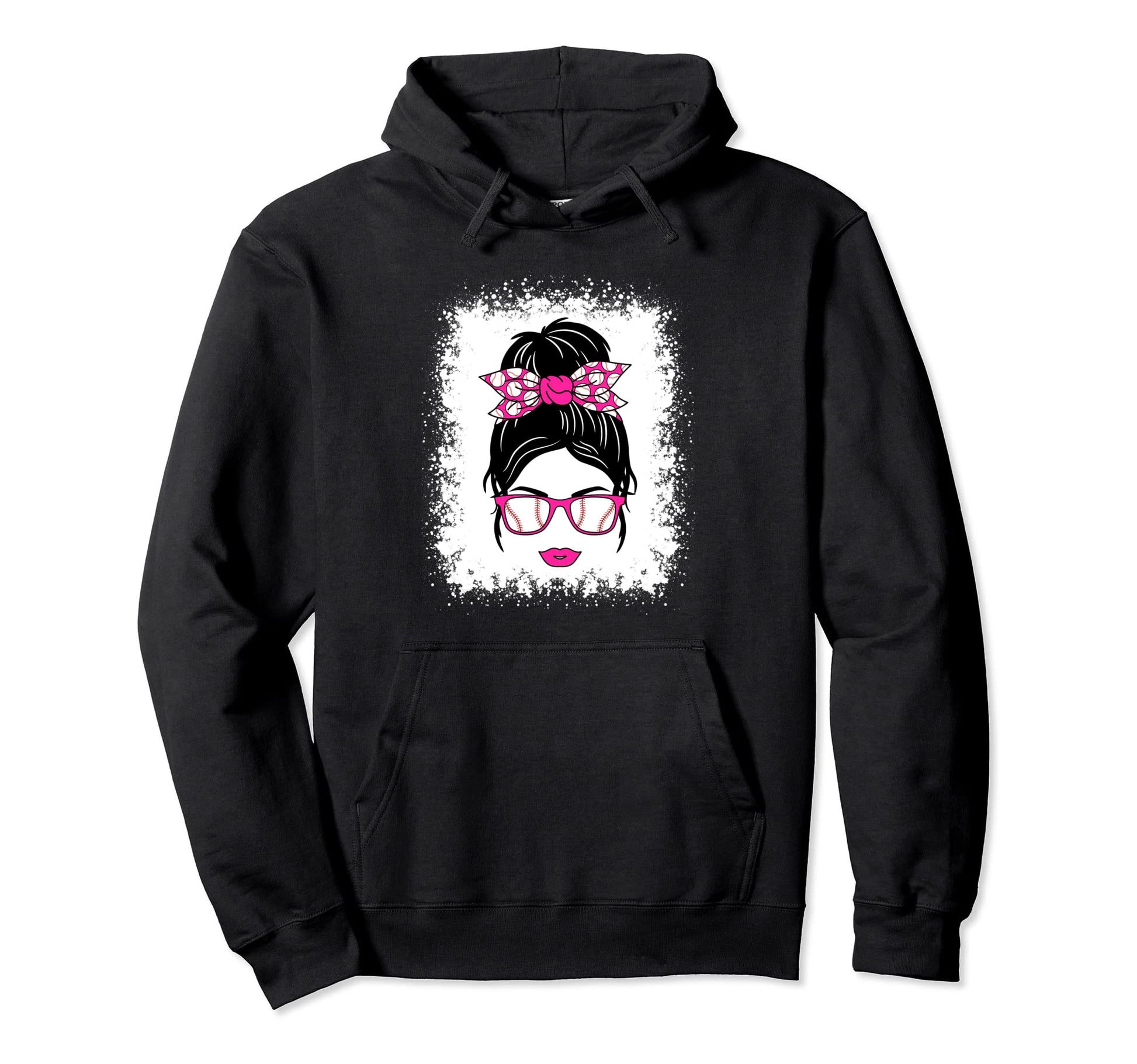 Baseball Lover Messy Bun Baseball Mom Hoodie - Streetwear Style Unisex - T-Shirt, Sweatshirt, Hoodie