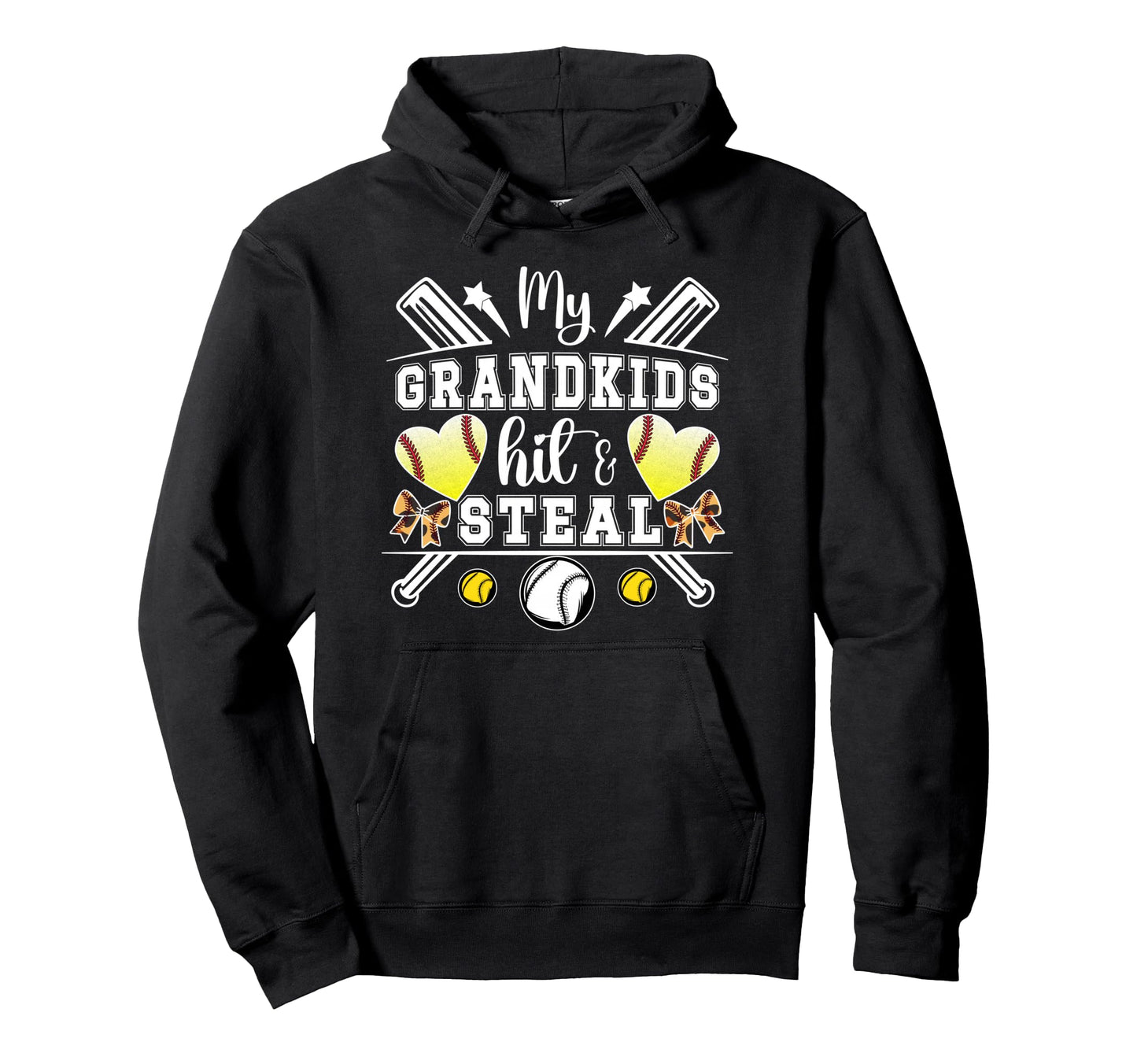 My Grandkids Hit Steal Baseball Hoodie - Trendy Graphic for Adults - T-Shirt, Sweatshirt, Hoodie