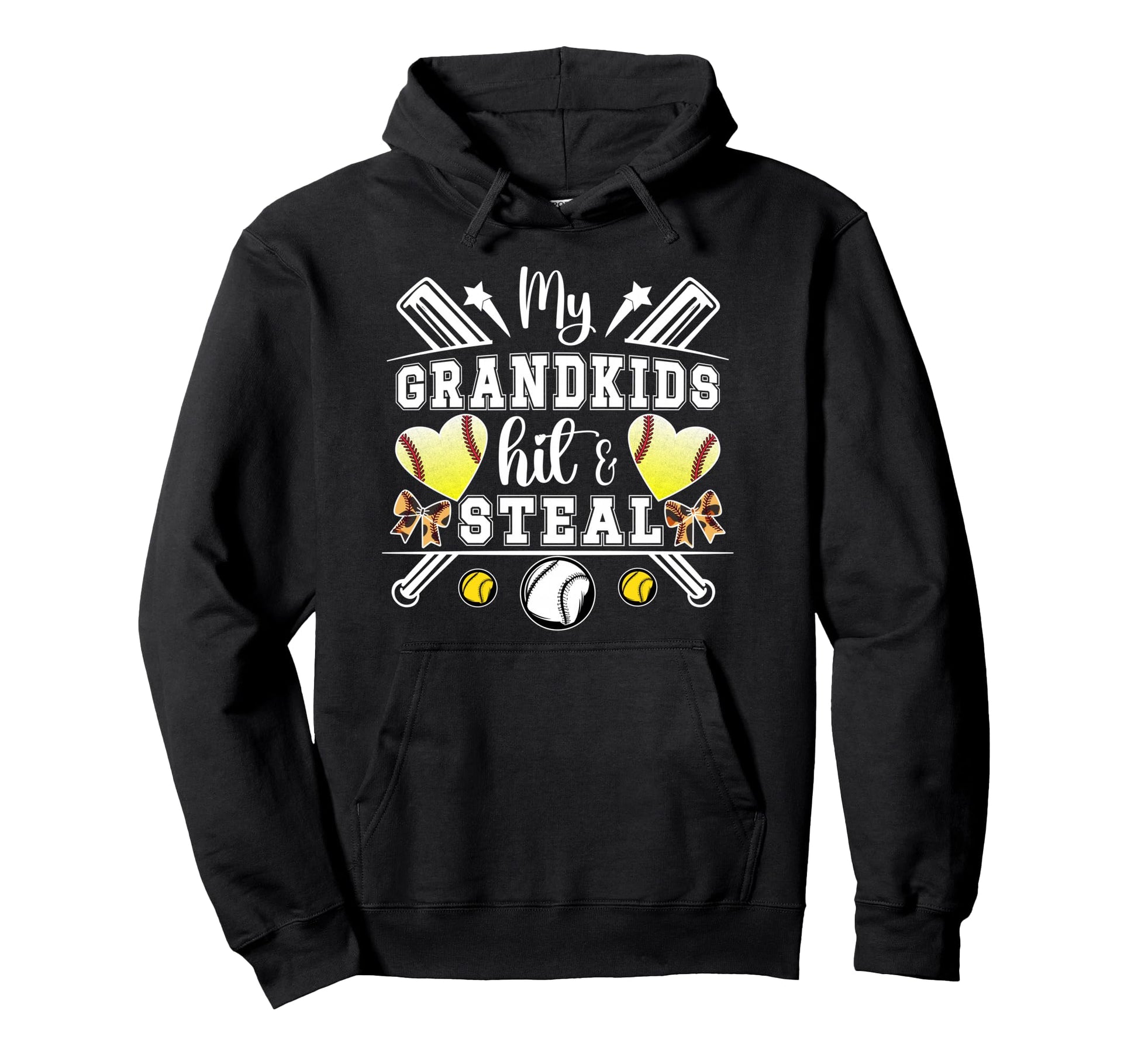My Grandkids Hit Steal Baseball Hoodie - Trendy Graphic for Adults - T-Shirt, Sweatshirt, Hoodie
