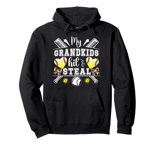 My Grandkids Hit Steal Baseball Hoodie - Trendy Graphic for Adults - T-Shirt, Sweatshirt, Hoodie