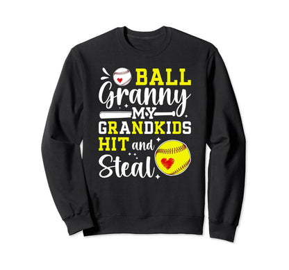 Ball Granny My Grandkids Baseball Sweatshirt - Graphic Print for Adults - T-Shirt, Sweatshirt, Hoodie