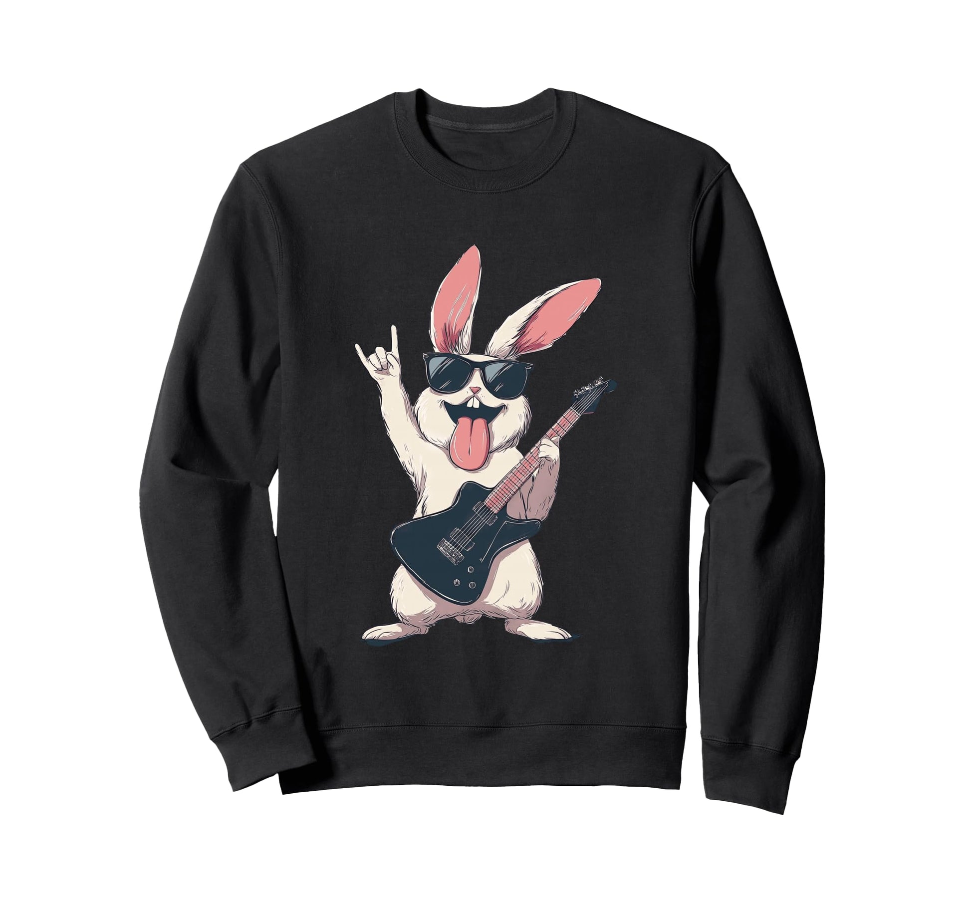 Rock Rabbit Guitar Playing Funny Sweatshirt - Trendy Graphic Men Women - T-Shirt, Sweatshirt, Hoodie