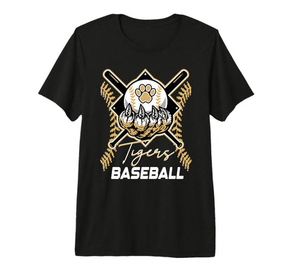 Tigers Baseball Mom Game Day Paw Gold T-Shirt - Graphic Print for Adults - T-Shirt, Sweatshirt, Hoodie