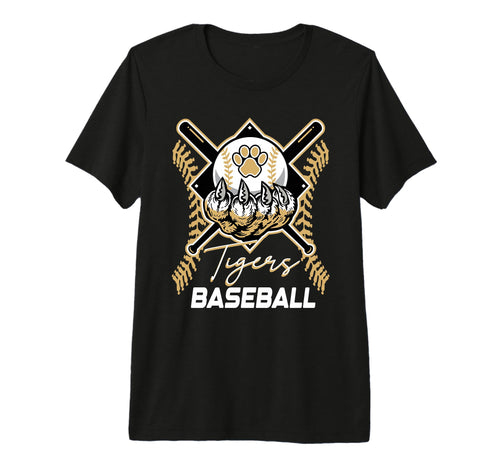 Tigers Baseball Mom Game Day Paw Gold T-Shirt - Graphic Print for Adults - T-Shirt, Sweatshirt, Hoodie