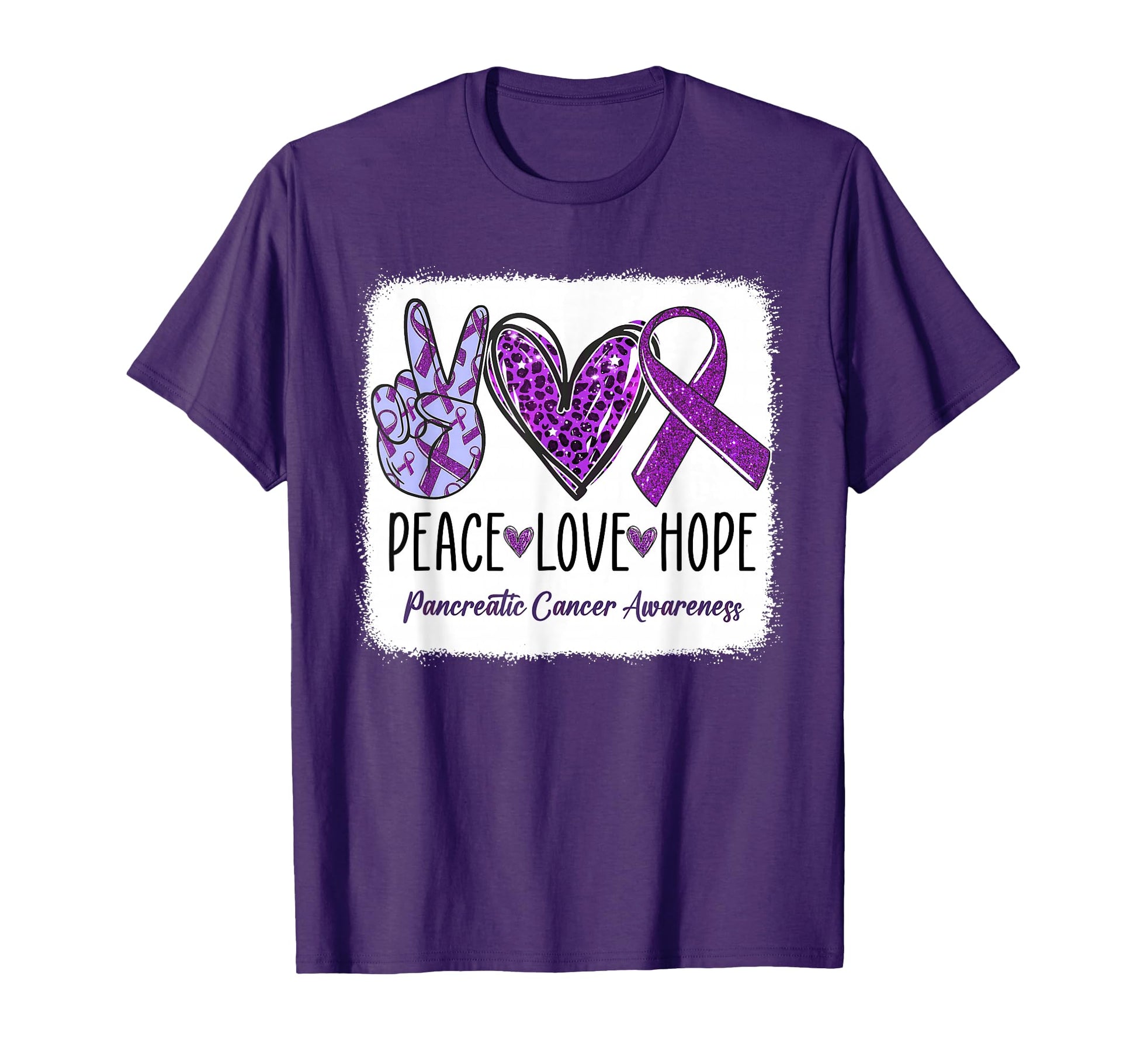 Peace Love Hope Ribbon Purple T-Shirt - Fun Novelty Design for Adults - T-Shirt, Sweatshirt, Hoodie