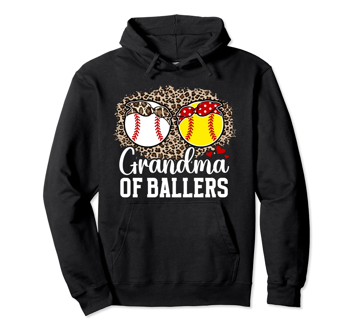 Grandma Ballers Leopard Softball Hoodie - Graphic Print for Adults - T-Shirt, Sweatshirt, Hoodie