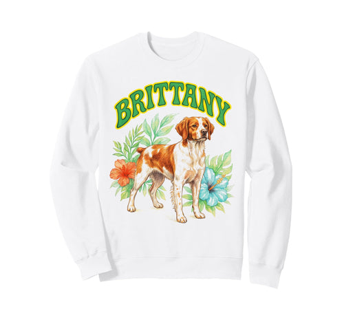 Brittany Groovy Floral Watercolor Sweatshirt - Novelty Apparel Men Women - T-Shirt, Sweatshirt, Hoodie