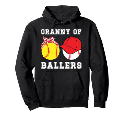 Granny Ballers Baseball Softball Granny Hoodie - Trendy Graphic Unisex - T-Shirt, Sweatshirt, Hoodie