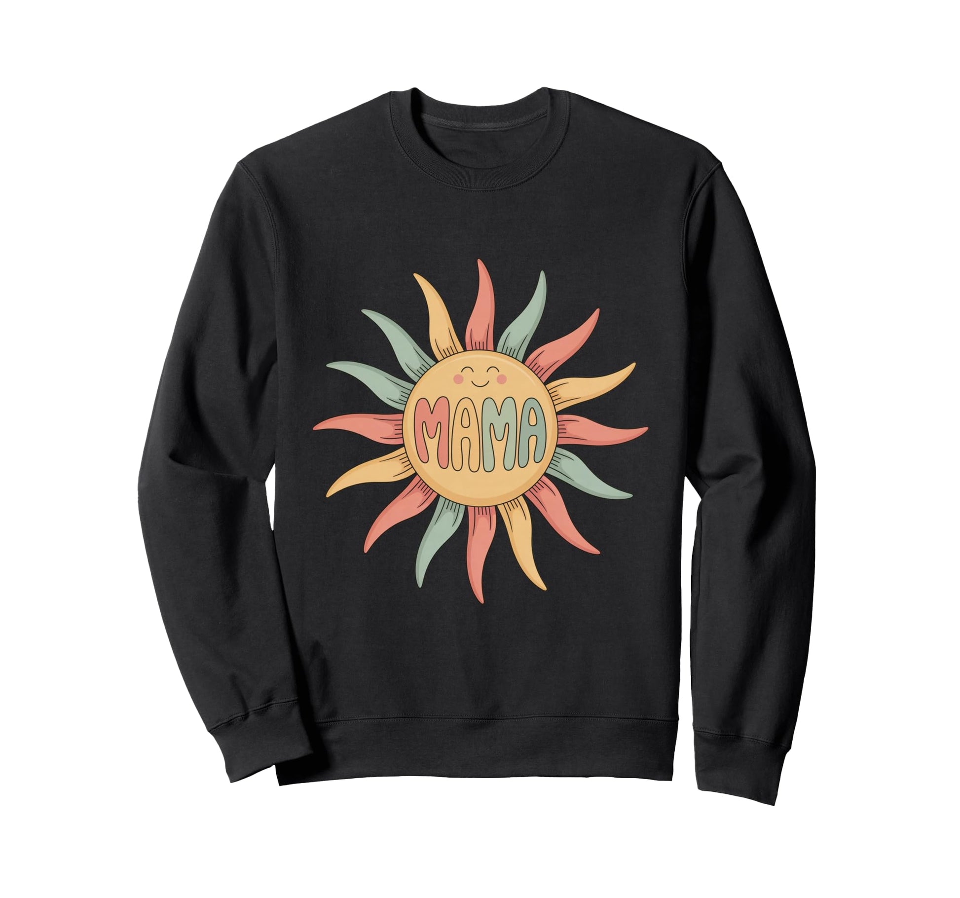 Happy Mama Sun Groovy Pastel Sweatshirt - Casual Everyday Wear Unisex - T-Shirt, Sweatshirt, Hoodie