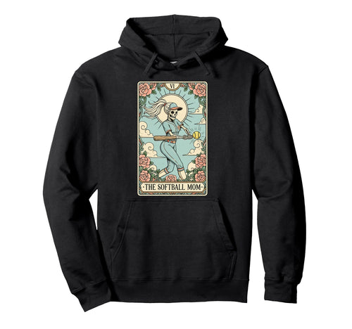 Softball Mom Tarot Card Skeleton Mama Hoodie - Trendy Graphic Unisex - T-Shirt, Sweatshirt, Hoodie
