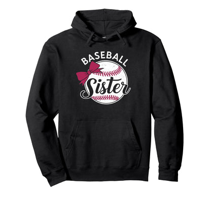 Baseball Sister Coquette Bow Biggest Fan Hoodie - Unique Graphic Men Women - T-Shirt, Sweatshirt, Hoodie