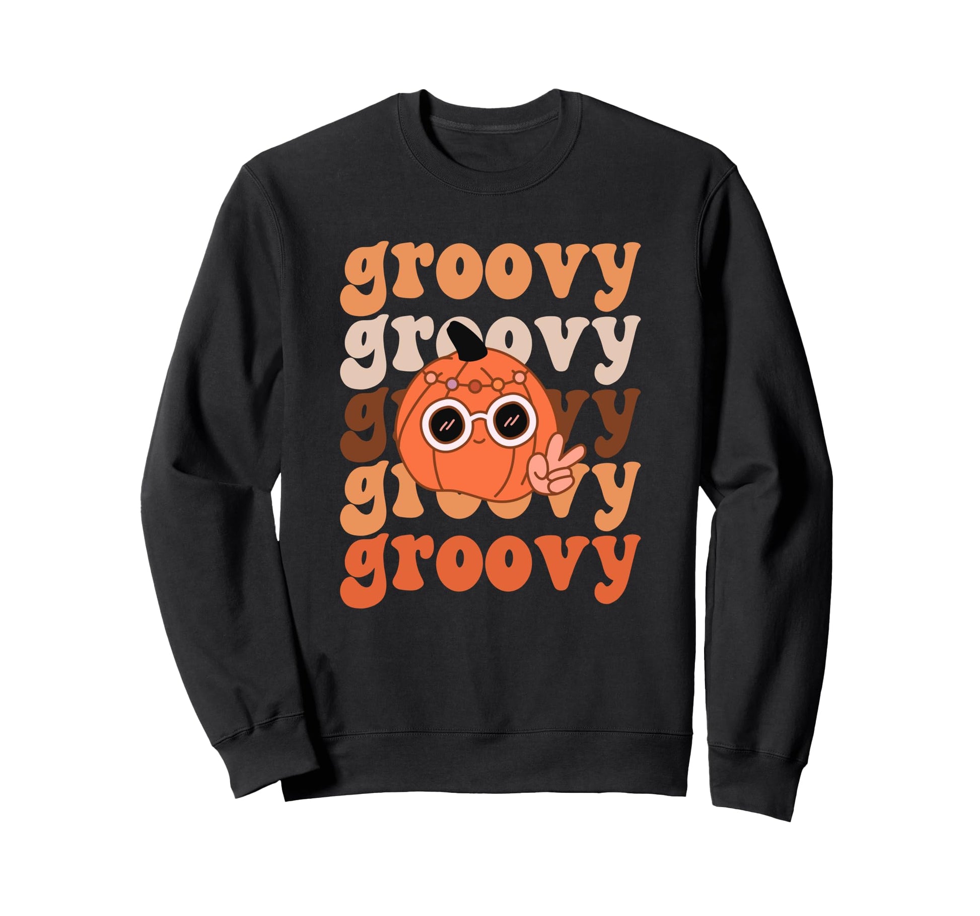 Groovy Pumpkin Boho Hippie Halloween Sweatshirt - Unique Graphic Unisex - T-Shirt, Sweatshirt, Hoodie