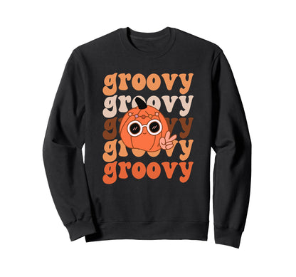 Groovy Pumpkin Boho Hippie Halloween Sweatshirt - Unique Graphic Unisex - T-Shirt, Sweatshirt, Hoodie