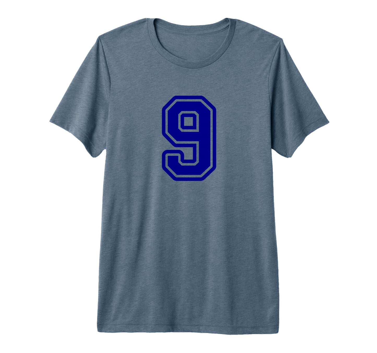 Blue Sport Team Number 9 Tri Blend T-Shirt - Unique Graphic Men Women - T-Shirt, Sweatshirt, Hoodie