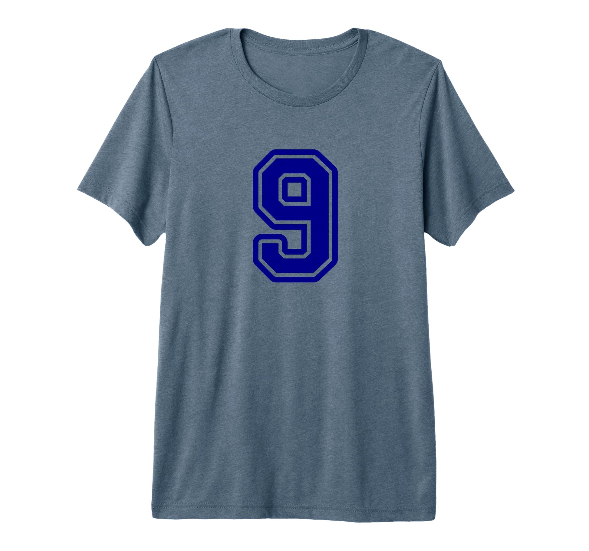 Blue Sport Team Number 9 Tri Blend T-Shirt - Unique Graphic Men Women - T-Shirt, Sweatshirt, Hoodie