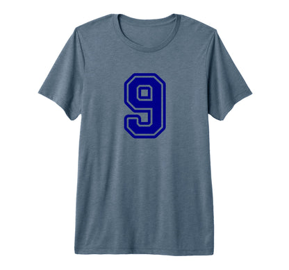 Blue Sport Team Number 9 Tri Blend T-Shirt - Unique Graphic Men Women - T-Shirt, Sweatshirt, Hoodie