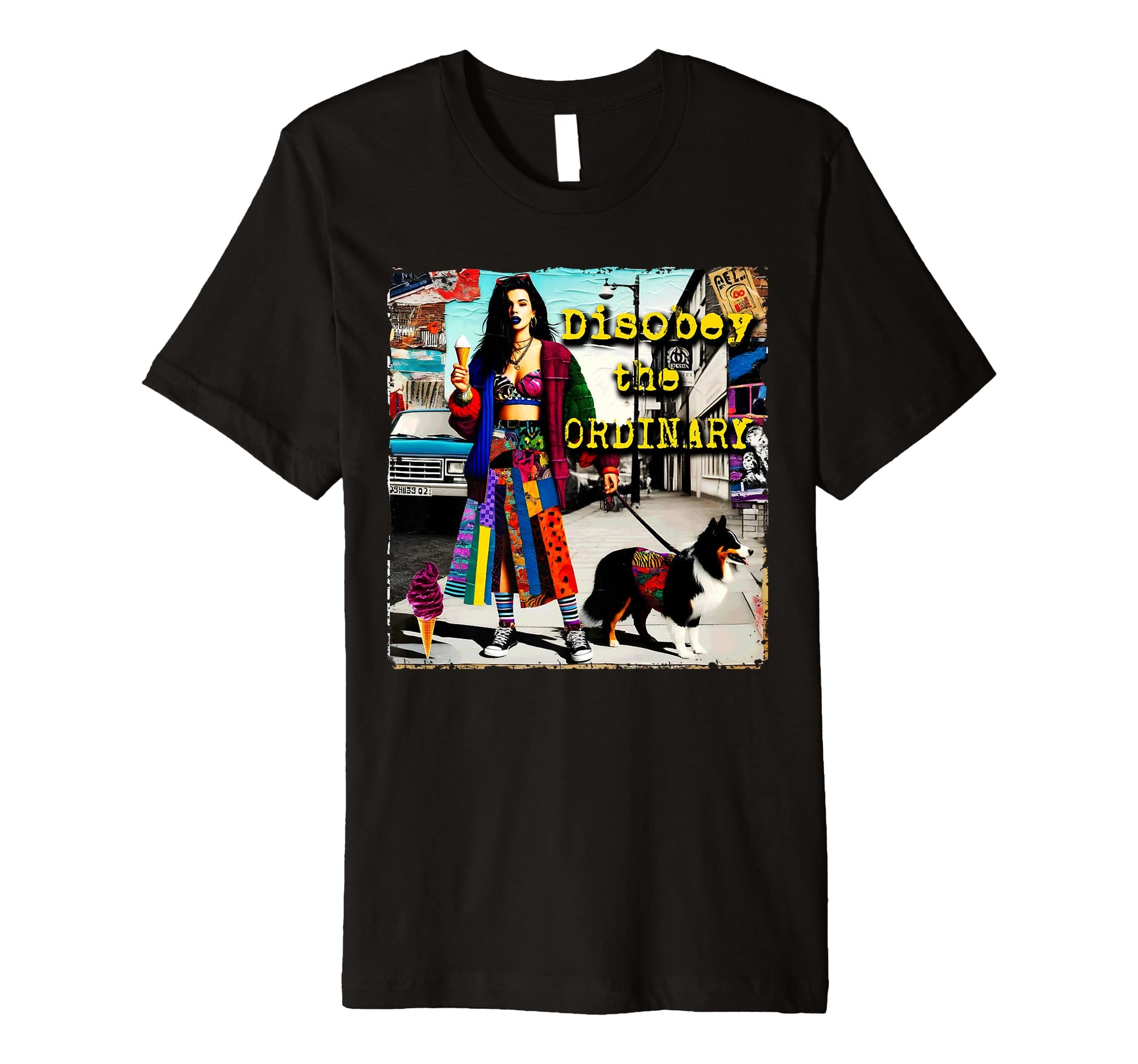 90S Dog Pop Punk Grunge Colorful T-Shirt - Custom Art Print Men Women - T-Shirt, Sweatshirt, Hoodie