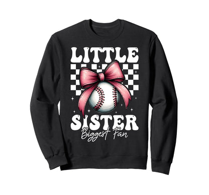 Baseball Sister Coquette Bow Little Sweatshirt - Custom Art Print Unisex - T-Shirt, Sweatshirt, Hoodie
