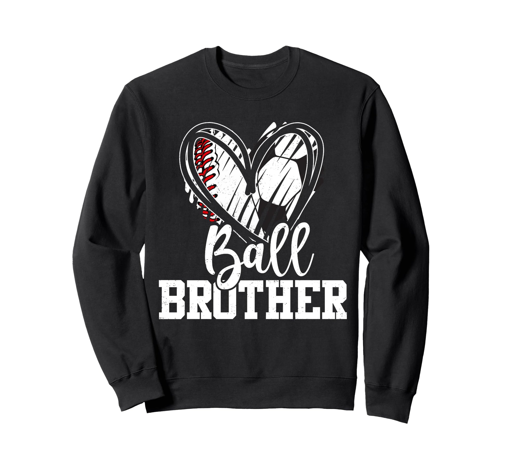 Ball Brother Heart Baseball Soccer Hoodie - Casual Everyday Wear Unisex - T-Shirt, Sweatshirt, Hoodie