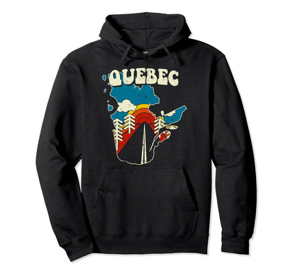 Quebec Province Rainbow Canada 70S Map Hoodie - Aesthetic Graphic Men Women - T-Shirt, Sweatshirt, Hoodie