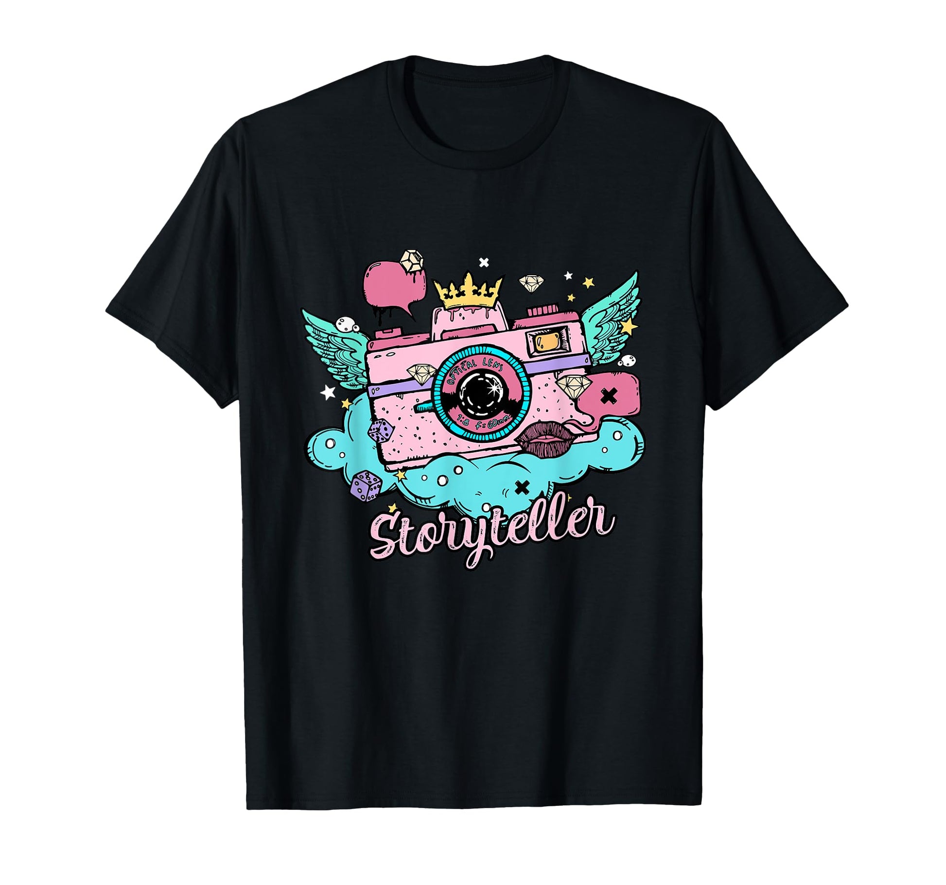 Photography Colorful Grunge Stye Camera T-Shirt - Graphic Print for Adults - T-Shirt, Sweatshirt, Hoodie