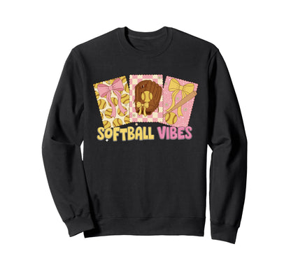 Softball Coquette Bow Softball Sweatshirt - Fun Novelty Design Unisex - T-Shirt, Sweatshirt, Hoodie
