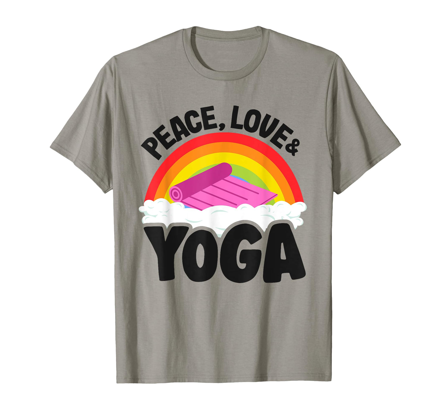 Peace Love Yoga Mat Rainbow Hippie T-Shirt - Custom Art Print for Adults - T-Shirt, Sweatshirt, Hoodie
