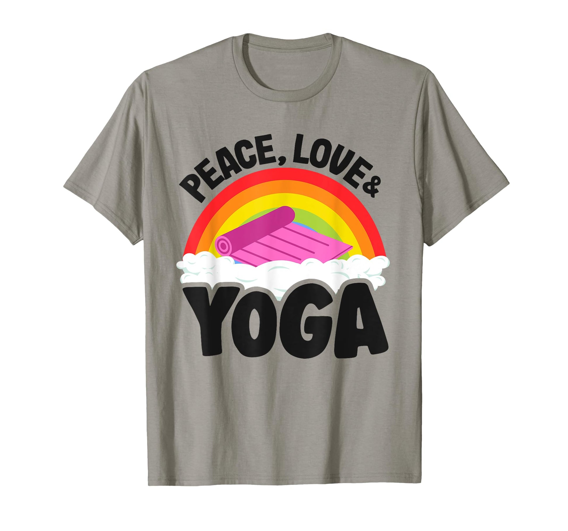 Peace Love Yoga Mat Rainbow Hippie T-Shirt - Custom Art Print for Adults - T-Shirt, Sweatshirt, Hoodie