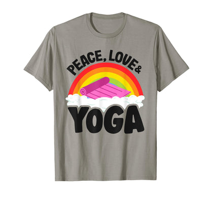 Peace Love Yoga Mat Rainbow Hippie T-Shirt - Custom Art Print for Adults - T-Shirt, Sweatshirt, Hoodie