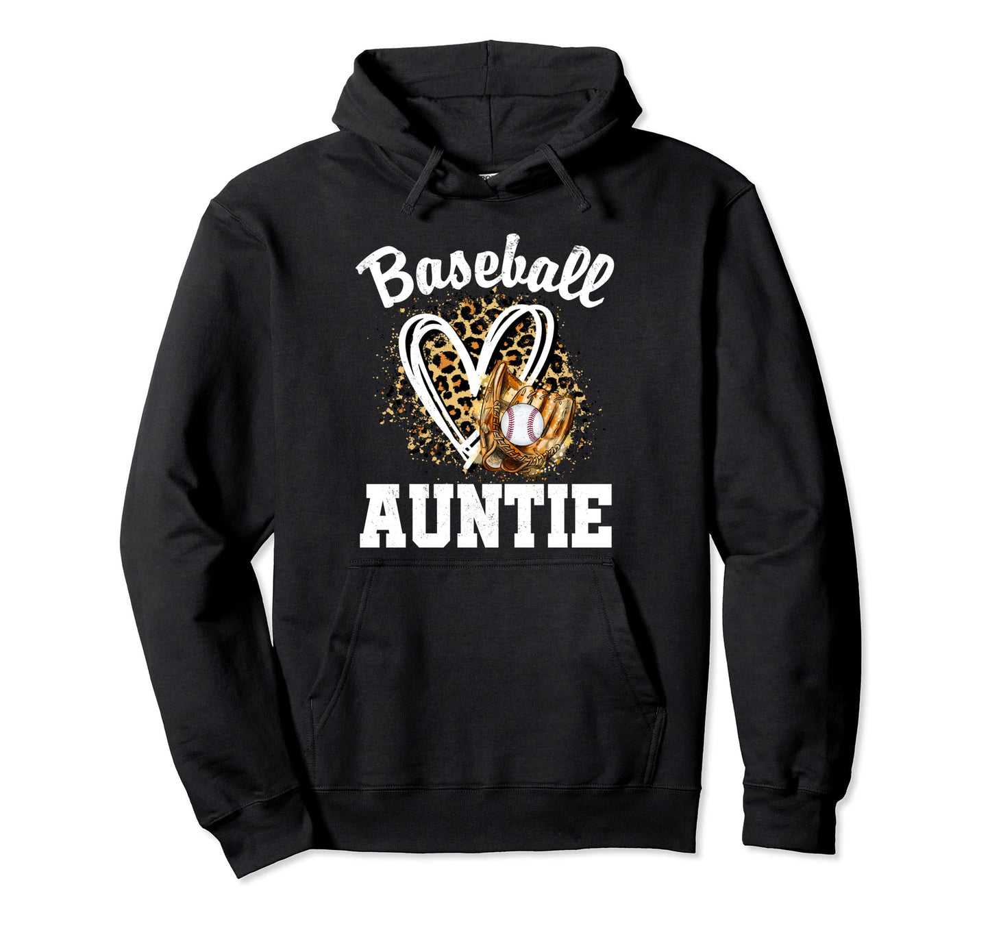 Baseball Auntie Leopard Heart Game Day Hoodie - Custom Art Print Unisex - T-Shirt, Sweatshirt, Hoodie