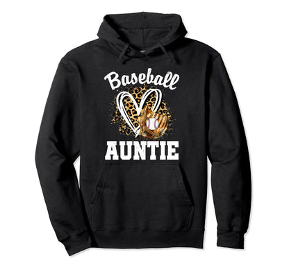 Baseball Auntie Leopard Heart Game Day Hoodie - Custom Art Print Unisex - T-Shirt, Sweatshirt, Hoodie