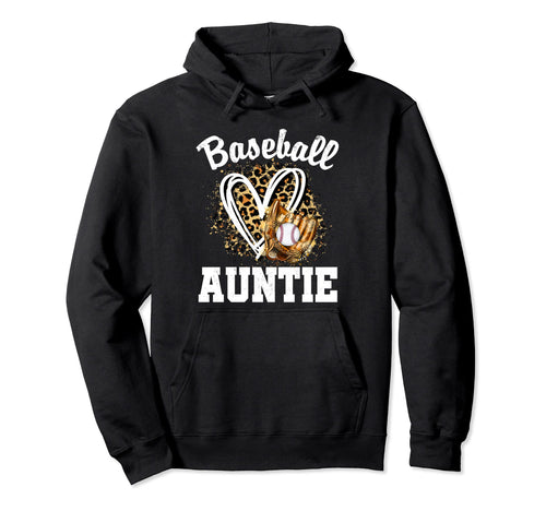 Baseball Auntie Leopard Heart Game Day Hoodie - Custom Art Print Unisex - T-Shirt, Sweatshirt, Hoodie