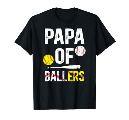 Papa Ballers Baseball Softball Papa T-Shirt - Streetwear Style Unisex - T-Shirt, Sweatshirt, Hoodie