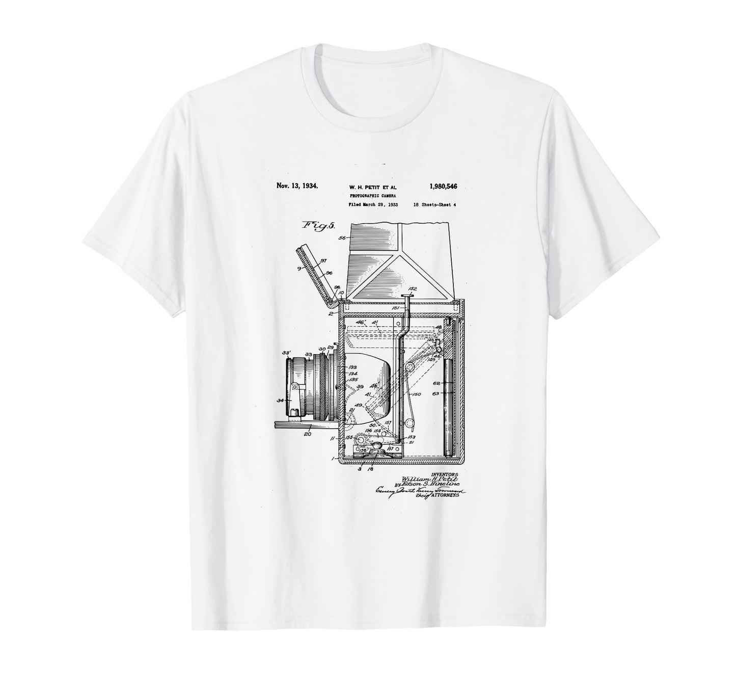 Camera Photographic Patent 1934 T-Shirt - Custom Art Print Men Women - T-Shirt, Sweatshirt, Hoodie