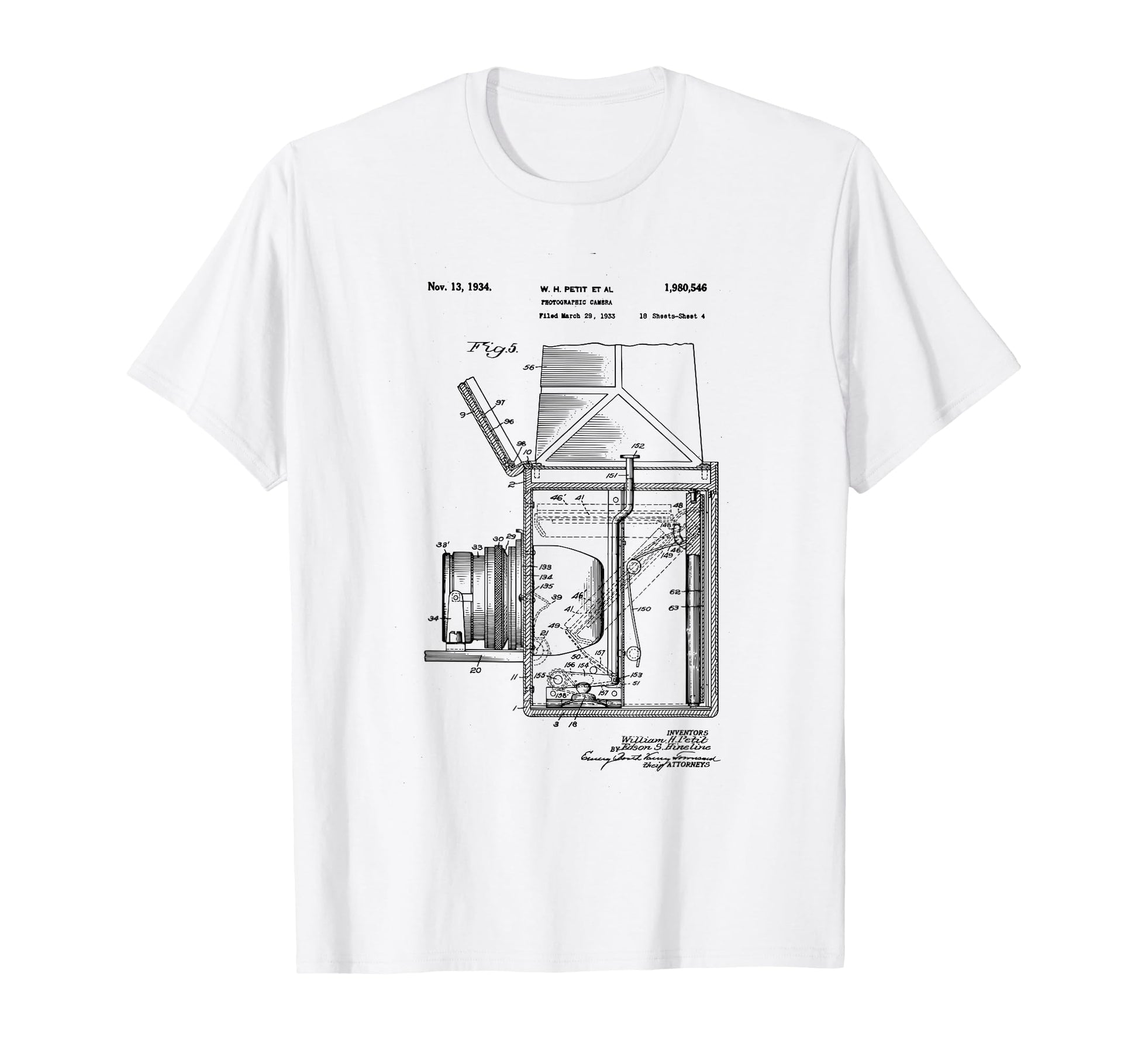 Camera Photographic Patent 1934 T-Shirt - Custom Art Print Men Women - T-Shirt, Sweatshirt, Hoodie