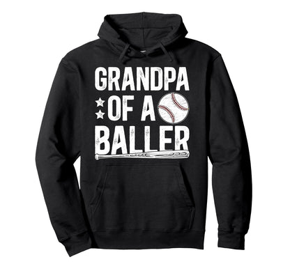 Grandpa Baller Baseball Grandpa Baseball Hoodie - Graphic Print for Adults - T-Shirt, Sweatshirt, Hoodie
