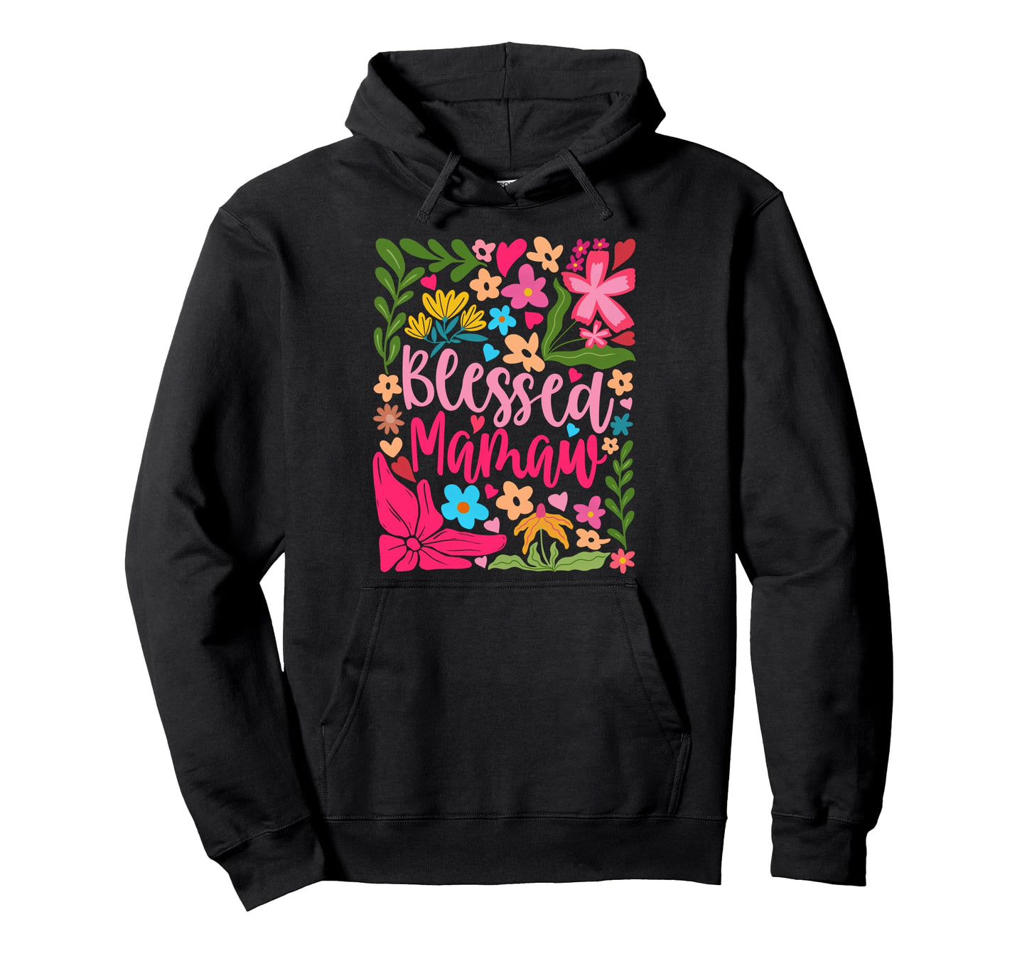 Blessed Mamaw Boho Flowers Floral Mothers Hoodie - Custom Art Print Unisex - T-Shirt, Sweatshirt, Hoodie