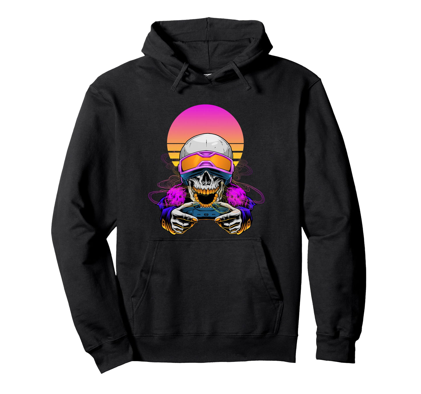 Gaming Skeleton Vaprowave Aesthetic Hoodie - Trendy Graphic for Adults - T-Shirt, Sweatshirt, Hoodie