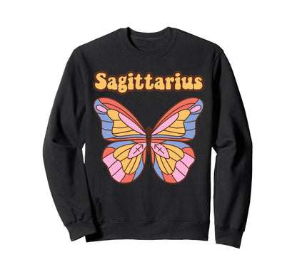 Sagittarius Zodiac Butterfly Sweatshirt - Aesthetic Graphic for Adults - T-Shirt, Sweatshirt, Hoodie