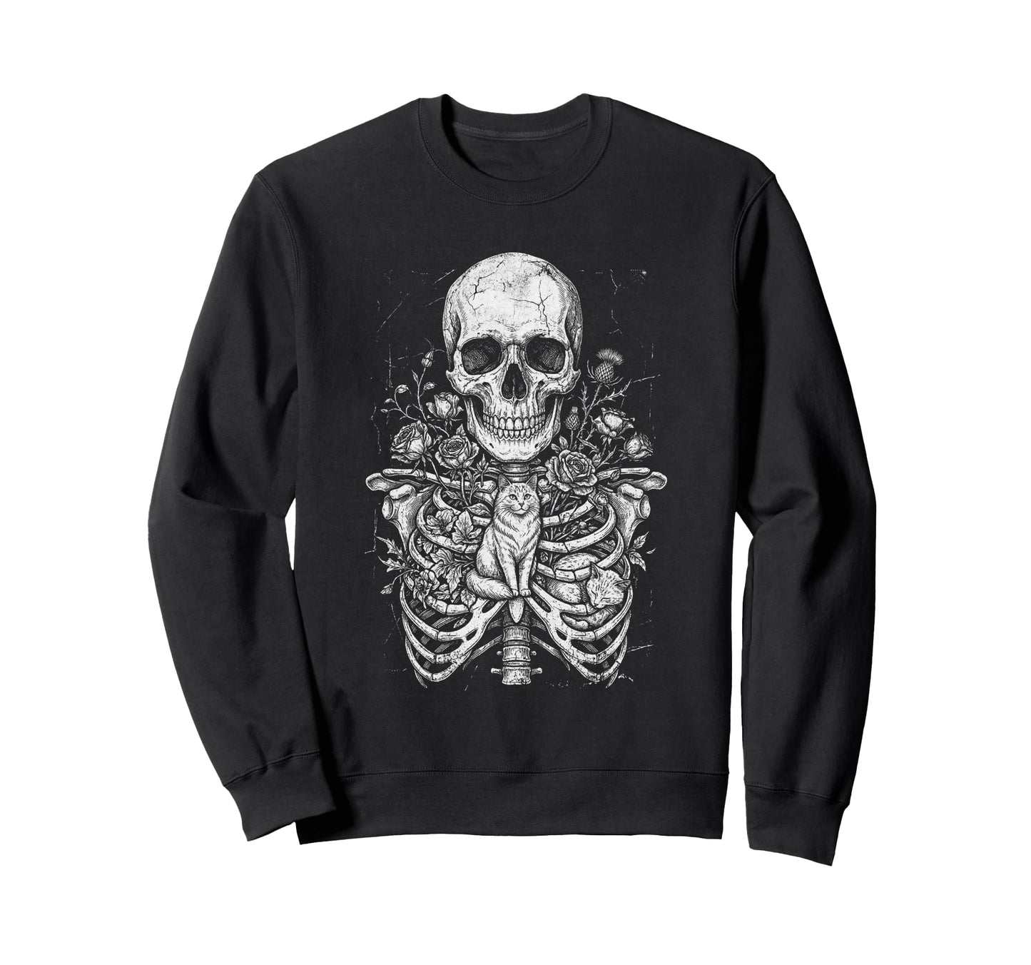 Skull Cat Skeleton Kitty Kitten Sweatshirt - Streetwear Style for Adults - T-Shirt, Sweatshirt, Hoodie